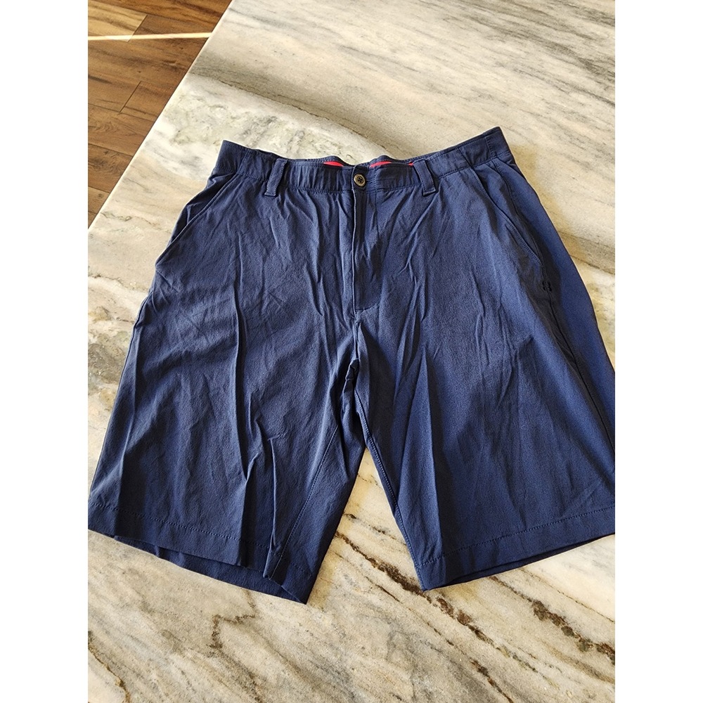 Under Armour HeatGear Loose Navy Blue Performance Golf Shorts Mens 36 Stretch